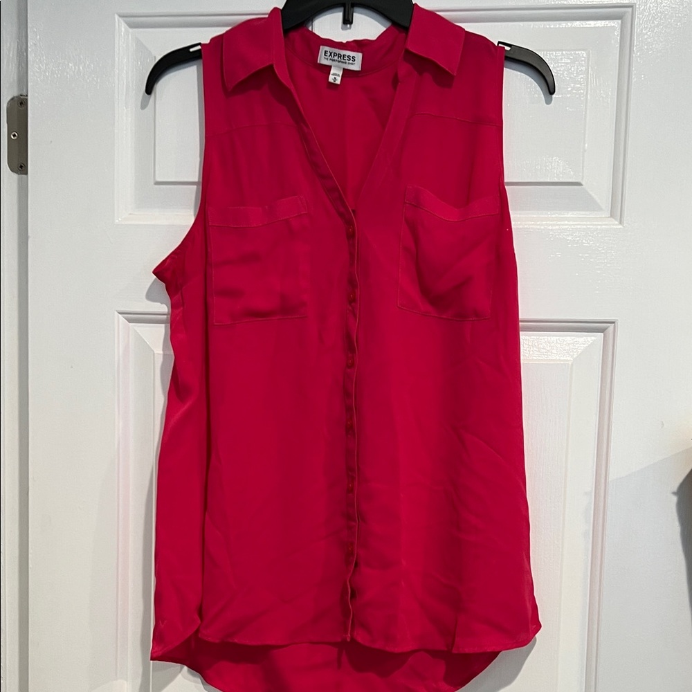 Express Women's Vibrant Pink Sleeveless Blouse